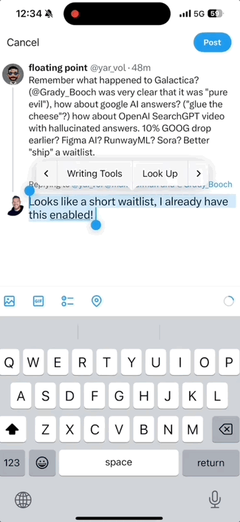 苹果AI版iOS首日火爆：聊天秒变高情商大模型成最强嘴替(图2)